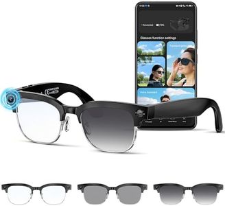 AI Smart Glasses 4K HD Camera, 290mAh, 800W Anti-Shake Camera Glasses with Video Recording Dual Mic, Simultaneous Interpretation/GPT Identify Objects（Black）