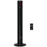 HOMCOM 46'' Tower Fan for Bedroom, 70° Oscillating Bladeless Standing Fan with 3 Speeds, 3 Modes, 12H Timer, LED Display, Remote Controller, Black