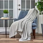 Cosy House Collection Twin/Twin XL Size Fleece Blanket – All Season, Lightweight & Plush Hypoallergenic - Microfiber Blankets for Bed, Couch or Travel - Silver