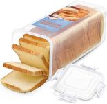 AOZITA Bread Box with Airtight Lid, Bread Storage Container, Bread Loaf Storage Dispenser, Plastic Sandwich Bread Keeper, White Lid, 1 Pack