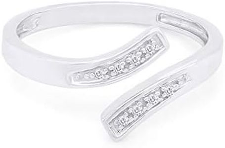 Round White Natural Diamond Accent 14k White Gold Over Sterling Silver Adjustable Bypass Toe Ring Jewelry For Womens