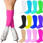 Toulite 12 Pairs Figure Skating Socks for Women Men Kids Ice Skating Socks Solid Color Roller Skate Socks, Stylish Colors, One Size