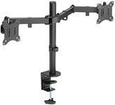 AMER Dual LCD LED Monitor Desk Mount Stand with C-clamp | Heavy Duty Fully Adjustable Arms Hold 2 Screens up to 32 inches (2EZCLAMP)