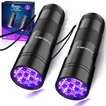 Black Light UV Light Flashlight: Vansky 395nm 12 LED 2 Pack Ultraviolet Blacklight Flashlight Mini Powerful Pet Urine Detector for Dog/Cat, Carpet Dry Stains Detection, Spot Scorpions, Resin Curing