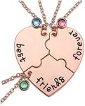 Top Plaza Best Friends Forever and Ever Necklaces for 3 BFF Heart Puzzle Matching Alloy Pendant Necklaces Set Friendship Jewelry for Sisters, Metal