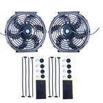 8MILELAKE 10 Inch High Performance Black Electric Radiator Cooling Fan Assembly Kit (Pack of 2)