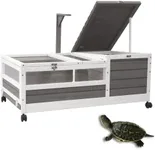 PetsCosset Tortoise Habitat Wooden Tortoise House, Indoor Turtle Enclosure Outdoor Reptile Cage with Removable Bottom, Light Support, Openable Roof