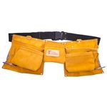 Tool Canada Suede Leather 9 Pocket Heavy Duty Carpenter, Electrician,Roofer, Handyman Pouch, Ligth Tan, large