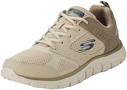 Skechers Men's Track - Syntac Sneaker, Taupe Leather Mesh Trim, 9 US
