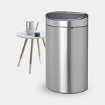 Brabantia 40L Kitchen Touch Bin New (Matt Steel) Removable Lid, Soft-Touch Open, Easy Clean Rubbish Waste Bin + Free Bin Bags