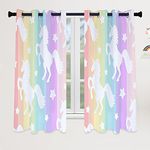 Colorful Star Rainbow Unicorn Blackout Curtains for Girls Bedroom 2 Panels Set Short Cute Drapes for Kids Baby Nursery Room Darkening Window Curtains for Little Girls 53x63 inch Unicorn Rainbow & Star