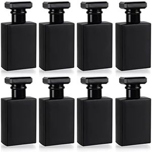 BELLE VOUS (Lot de 8 Flacon Spray Vide Noir - Bouteille Parfum Vide Rechargeable 30 ml - Bouteille Spray Carré Noir avec Pulvérisateur Or - Flacon Pulvérisateur Pour Voyages, Huiles Essentielles