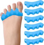 Ballotte Premium Grade Toe Spacers for Women | Toe Spreaders for Feet - Bunion Corrector | Big Toe Straightener & Toe Separators for Men (Blue - 6 pack)