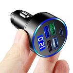 MUVIT 5 Ports 20 Watt QC3.0 PD Car Charger with Type C Port & USB A Port for Fast Rapid Charging in Car Compatible with Samsung Galaxy S9 l Note 8 l S8 l Note 9 l Google Pixel l iPhone 8 Plus (5 Ports USB PD car charger)