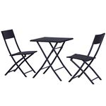 Outsunny 3 Pieces Rattan Bistro Set, Wicker Folding Garden Furniture Set with Coffee Table and Chairs, for Outdoor, Patio, Balcony, Black