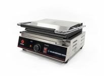 HG Commercial Jumbo Sandwich Griller | Heavy Duty Stainless Steel Panini Press with Non-Stick Plates | Adjustable Temperature | Electric Grill for Cafe, Restaurant, Hotel Use