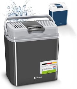Juskys glacière électrique 24 litres 12 V / 230 V pour Voiture, Camion, Camping-Car - Mini réfrigérateur Froid et Chaud - glacière thermoélectrique - Gris