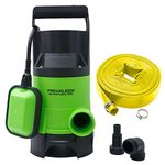 Pro-Kleen Submersible Water Pump 400W Electric, 8000L/H, Heavy Duty 10m Layflat Hose for Clean or Dirty Water, Float Switch, 10M Power Cable - Floods, Pools, Gardens, Ponds, Hot Tubs