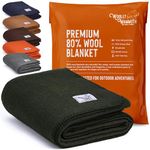 Woolly Mammoth Woolen Company Explorer Collection Wool Blanket (Hunter Green)