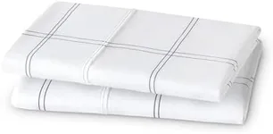 Bare Home Microfiber Pillow Cases - Standard/Queen Size Set of 2 - Cooling Pillowcases - Double Brushed - Pillowcases 2 Pack - Easy Care (Standard, Modern Plaid - White/Grey)