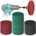 GOH DODD Power Scrub Pads Drill Attachment, 26 Pieces 4 Inch Cleaning Kit Scouring Pads with Baker and Universal Shaft Great for Kitchen, Bathroom, Auto, Grout, Carpet, Shower, Tub, Grill,Tile