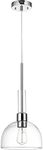 Globe Electric 60896 1-Light Pendant, Chrome, Clear Glass Shade, E26 Base Socket, Kitchen Island, Café, Decorative, Ceiling Hanging Light Fixture, Home Décor Lighting, Pendant Light Fixture