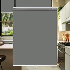 KELIXU Blackout Roller Blinds Window Shades, Cordless Window Fabric Blind Curtains Waterproof Privacy Thermal Insulated UV Protection for Home, Office, Easy to Install, 32" X 72" (Dark Gray)