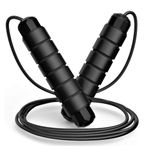 Skipping Rope - Jumping Rope Adjustable For Men Women Kids - Jump Rope For Exercise Fat burning Workout Home or Gym personal Training Rope Black