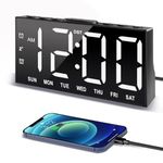 JALL Digital Alarm Clock with Large Display Big Bold Numbers, 0-100% Dimmer, 2 USB Charging Ports, Snooze, DST, Loud Small Table Desk Clock for Bedroom, Living Room, Office, Clock for Heavy Sleepers