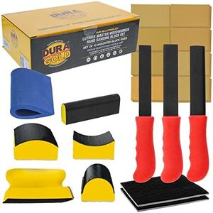 Dura-Gold Luthier Acoustic Guitar Master Woodworker Hand Sanding Block Set with 40 Sheet Hook & Loop Sandpaper Kit - Music Radius Repair Tools, Convex & Concave Profile Shapes, File Sticks - Sand Wood