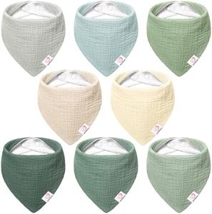 Bearmoss Muslin Baby Bibs 8 Pack 100% Cotton Baby Bandana Drool Bibs for Unisex Baby Girls Boys Drooling and Teething (Forest Moonlight)