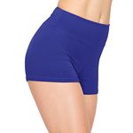 ALWAYS Women Workout Yoga Shorts - Premium Buttery Soft Solid Stretch Cheerleader Running Dance Volleyball Short Pants Royal Blue XL