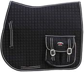 CHALLENGER Horse Quilted Aussie Australian English Saddle PAD Dressage 2 Pockets Black 7269