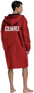 Adoretex Guard Unisex Swim Parka Water Resistant Warm Coat Water Sports Swim Parka (PK005) - Black Lining - Red - AM