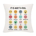 Inspirational Quote It is Okay to Feel Emotion Feelings Cushion Cover 18x18 Inch for Teens Kids Mental Health Themed Decor for Home Playroom School Psychology Therapist Office(IT IS OKAY TO FEEL)