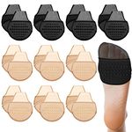 10 Pairs Women's Toe Topper Socks with Padding Pads Covers Forefoot Pads Cushions Half Socks Non Skid Reusable Protectors, Nude, Black, 10 Pair (Pack of 1)