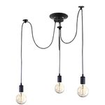 iDEGU Modern and Retro Pendant Light, 3 Arms DIY Spider Chandelier Creative Adjustable 150CM Vintage Ceiling Pendant Lamp Fixture with E27 Socket, Black (3 Light)