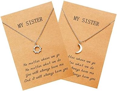 Sisters Necklace for 2, Sun and Moon Matching Necklaces Birthday Christmas Gifts for Girls Women BFF (Silver)