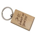 Yaya Cafe Wooden Keyrings Motivational Quotes Just Believe in Yourself Engraved Keychain for Men Women Car Bike Home - Rectangle