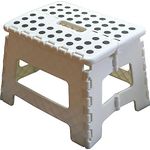 Armo® Folding Stool Step Down Footstool With Carry Handle Compact Foldable Foot Stool DIY Footstool Ladder MAX Weight 150KG (White)