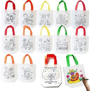 12/24pcs Colouring Goody Bags,Party Favors for Kid,8x10,Class Exchange Gifts Non-Woven Candy Bags