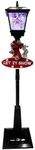 Fraser Hill Farm Let It Snow Series 71-in. Musical Street Lamp with Snowman Scene | 2 Festive Signs | Cascading Snow | Christmas Carols | Holiday Home Decor | Black | FSSL071A-BLK4