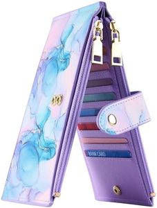 Travelambo RFID Wallet Women Large Size Bifold Multi Card Wallet Case with Zipper Pocke Credit Card Holder for Women