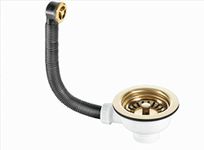 MCALPINE Kitchen Sink TAP Basket Strainer Waste+ Overflow Gold Effect FBSWPVD