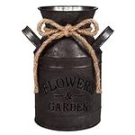 Belle Vous Rustic Metal Flower Vase - 11.3 x 19cm / 4.45 x 7.48 Inches - Galvanized Vintage Shabby Chic Farmhouse Milk Bucket - Primitive Decorative Pitcher Jug for Home/Wedding Decor & Garden Flowers