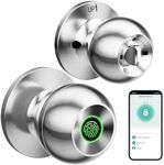 GHome Smart Door Knob Fingerprint Door Lock Rechargeable Smart Lock Electronic Biometric Door Lock for Bedroom, App Control, Suitable for Bedroom Home, Offices, Garages, Hotels, Apartments