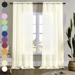 Sheer Curtains 84 Inches Long, Rod Pocket Sheer Drapes for Living Room, Bedroom, 2 Panels, 52"x84", Semi Crinkle Voile Window Treatments for Yard, Patio, Villa, Parlor, Beige, by Mystic Home.