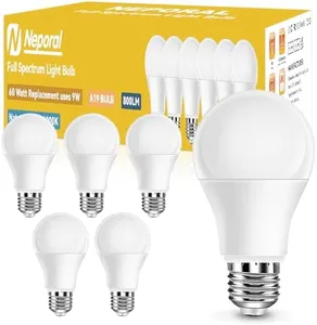 Full Spectrum Light Bulb, 6000K Natural Sunlight Bulbs, 9W 60W Equivalent LED Light Bulb, Natural Light Bulbs A19, E26/E27 LED Light Bulbs for Home, 6 Pack