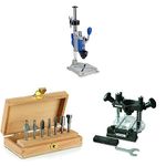 Dremel 220 Workstation - 2-in1 Multi Purpose Drill Press & Rotary Tool & Dremel 660 Router Bit Set, 7 Multipurpose Router Bits & Dremel 335 Plunge Router - Rotary Tool Attachment