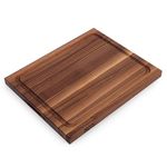 John Boos Reversible 21 Inch Wide 1.5 Inch Thick Au Jus Carving Wood Cutting Board with Deep Juice Groove, 17 x 21 x 1.5 Inches, Walnut